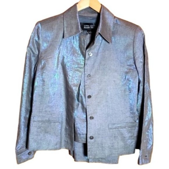 Ellen Tracy Pants - VINTAGE LINDA ALLARD ELLEN TRACY 4 IRRIDESCENT GREY PANT SUIT